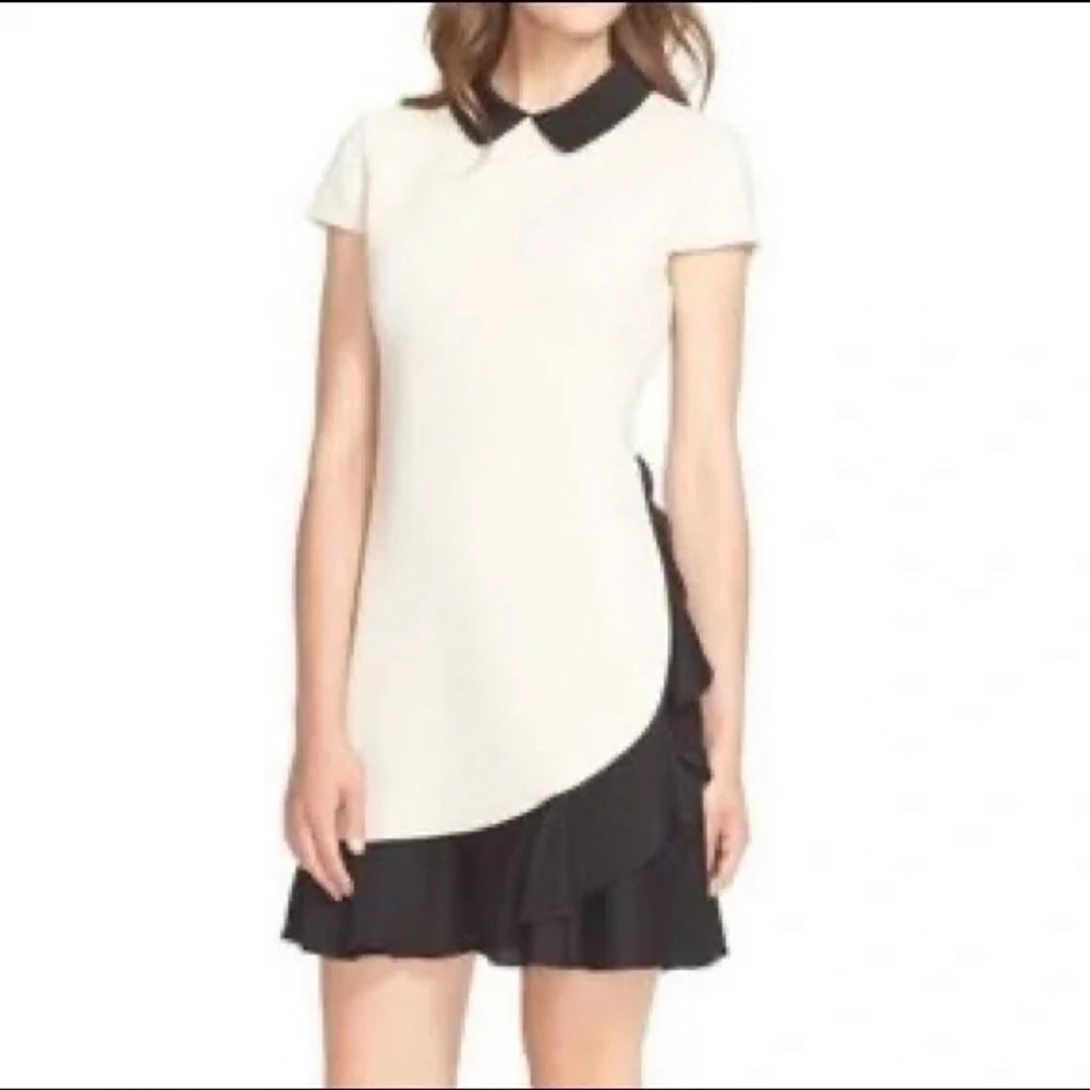 Kate Spade Color Block Crepe Ruffle Sheath Dress Sz 10